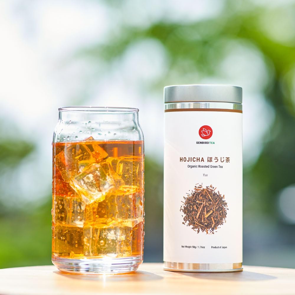 Senbird Organic Hojicha - Japanese Roasted Green Tea - From Shizuoka, Japan - Loose Tea In Airtight Tea Tin (1.76oz/50g)