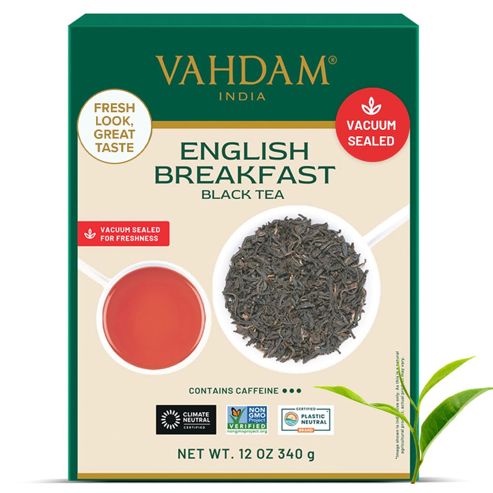 VAHDAM Original English Breakfast Tea - Strong & Aromatic Loose Leaf | Non-GMO, Gluten-Free | 340g/12oz - 170+ Cups