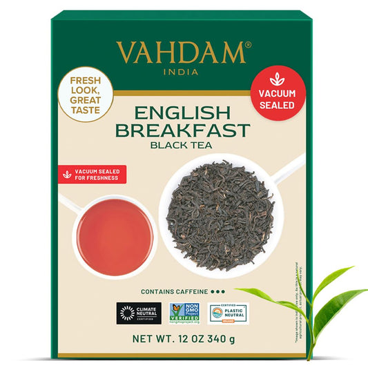 VAHDAM Original English Breakfast Tea - Strong & Aromatic Loose Leaf | Non-GMO, Gluten-Free | 340g/12oz - 170+ Cups