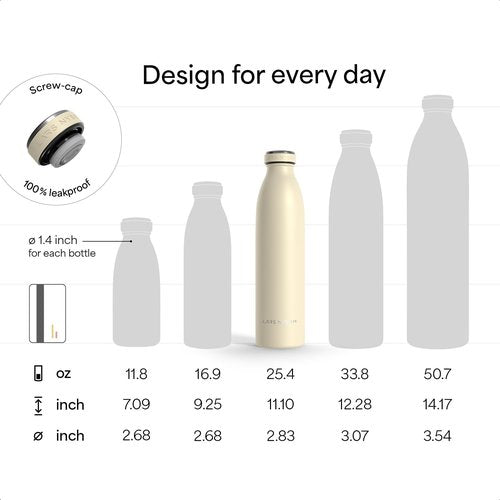LARS NYSØM Stainless Steel Insulated Water Bottle - Leakproof Thermo Flask for Hot & Cold Beverages | 25.4oz Carbon Black