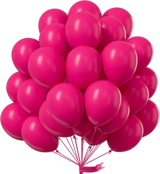 PartyWoo Hot Pink Balloons - 100pcs 12 Inch Magenta Fuchsia Balloons for Celebrations