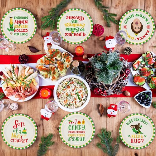 Christmas Paper Plates 60 Pack - 9 Inch Festive Holiday Dinnerware with Elf Design