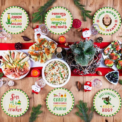 Christmas Paper Plates 60 Pack - 9 Inch Festive Holiday Dinnerware with Elf Design
