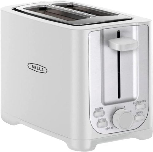 Bella 2 Slice Toaster - Extra Wide Slots, Auto Shut Off & Removable Crumb Tray | Toast Bread, Bagels & Waffles - White
