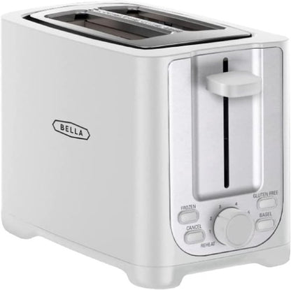 Bella 2 Slice Toaster - Extra Wide Slots, Auto Shut Off & Removable Crumb Tray | Toast Bread, Bagels & Waffles - White