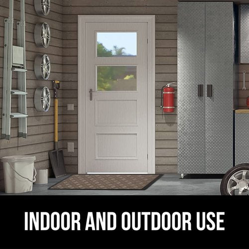 GORILLA GRIP 100% Waterproof All-Season WeatherMAX Doormat, 72x24, US Designed Natural Rubber, Stain and Fade Resistant, Low Profile Indoor Outdoor Door Mats, Easy Clean Patio Mat, Taupe Basket Weave