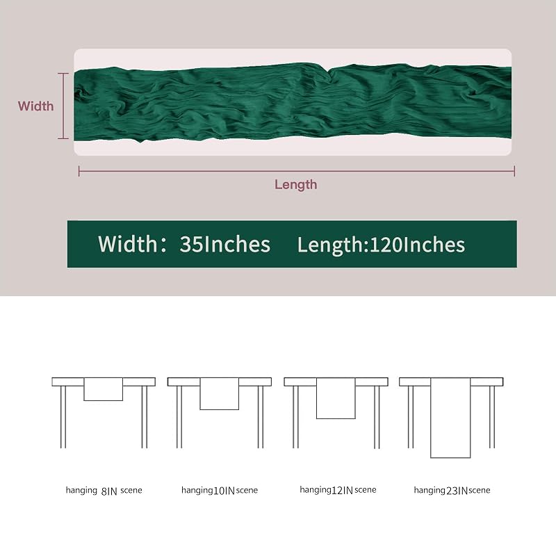 Balcony & Falcon Cheesecloth Table Runner – Green 10 ft x 35 in 1 Pack (Variation: Green+35 x 120 inch)