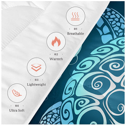 Sleepwish Teal Turquoise Comforter Set King Size for Boys Girls 4 Piece Beach Theme Bedding Set Soft Green Sea Turtle Bed Set
