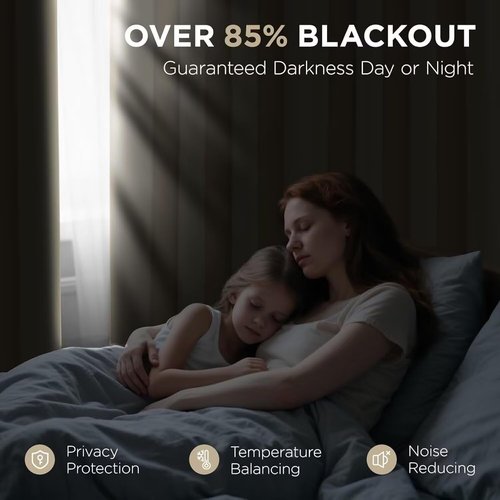 Joydeco 96 Inch Blackout Curtains for Bedroom, Black Out Curtains 96 inch Long, Room Darkening Thermal Insulated Drapes 2 Panels Set, Dark Grey Curtains for Living Room