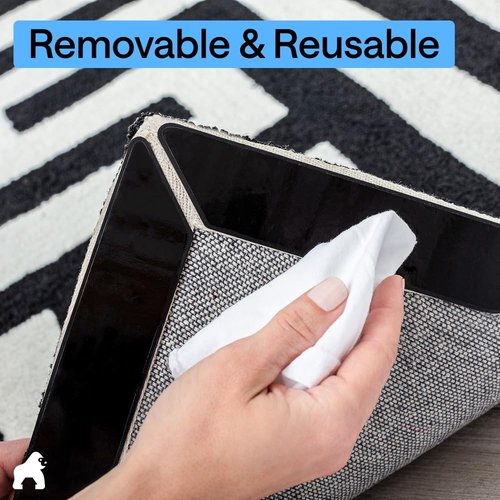 GORILLA GRIP Rug Gripper Pads, Reusable Double-Sided Stickers Keep Area Rugs Corners Flat, Grips Hardwood, Tile and Laminate Floors, Renter Friendly, Holds Down Carpet in Place, Home Décor, 8 Pcs