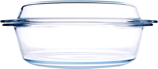 Skiennix Round Tempered Glass Casserole Dish - 3QT Oven, Freezer & Dishwasher Safe with Lid