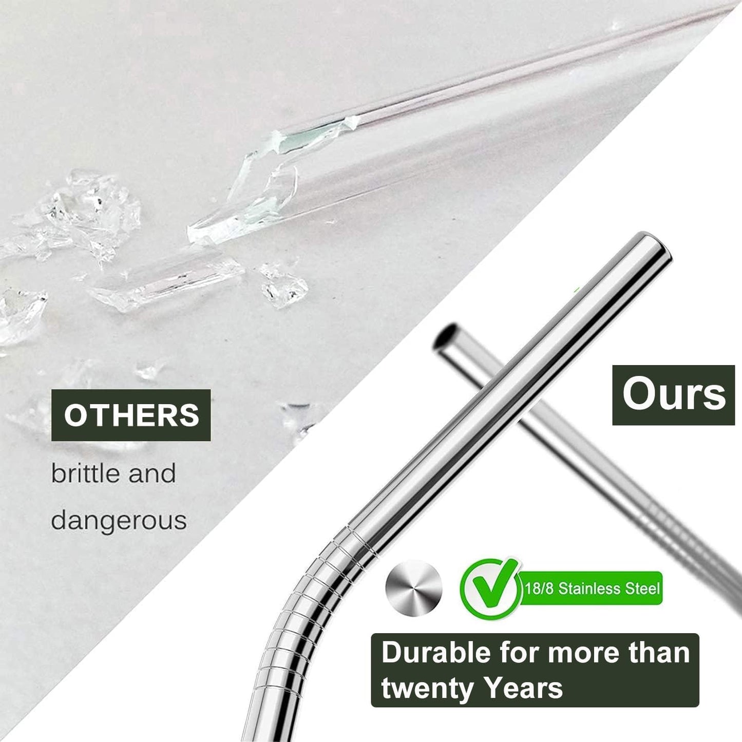Stanley 12" Stainless Steel Straws - Reusable Metal Straws with Cleaning Brush | 4 Pack for 40 oz & 30 oz Tumblers
