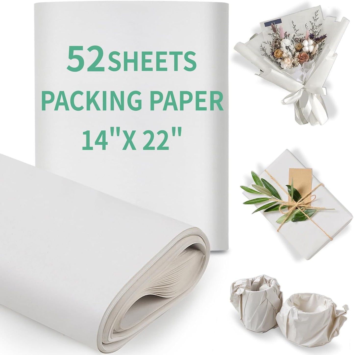 Packing Paper Sheets - 14" x 22" Newsprint for Moving & Shipping | 52 Sheets for Fragile Item Protection