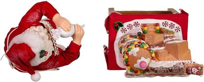 Kurt Adler LED Gingerbread House Table Piece - 10.5-Inch Battery-Operated Santa Decor