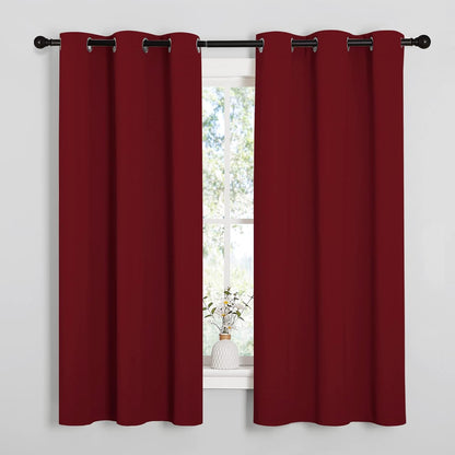 NICETOWN Burgundy Red Blackout Curtains - Thermal Insulated Drapes for Short Windows | 48" Length, 2 Panels