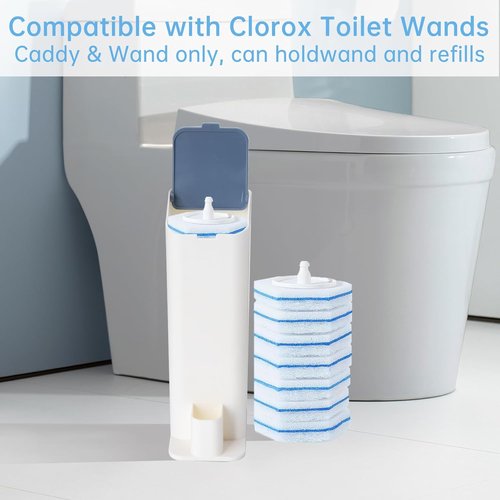 Clorox Toilet Wand Holder - Compatible Design | White & Blue, Includes Wand for Easy Cleaning