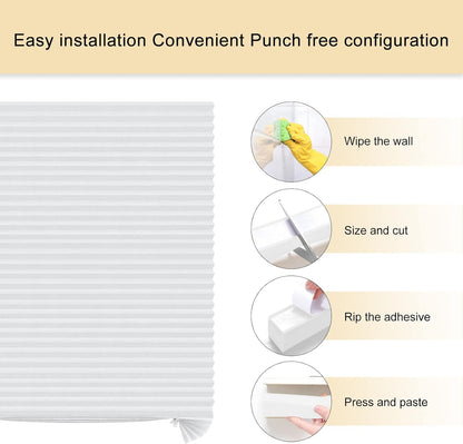 Skiennix Cordless Window Blinds - No Drill, Clip-On, Self-Adhesive, Pleated Paper Shades for Home & Nursery