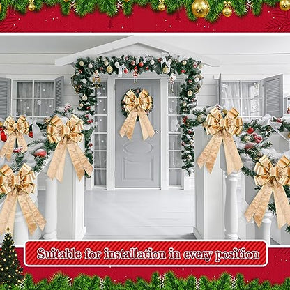 Velvet Christmas Wreath Bow Set - Champagne Gold, 12 Pack