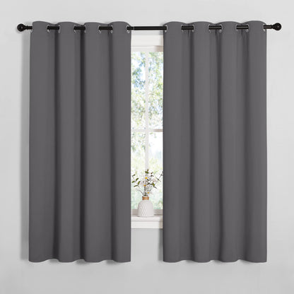 NICETOWN Grey Blackout Curtain Panels for Bedroom, 2 Panels, W55 x L57-inch, Grey, Thermal Insulated Grommet Top Blackout Draperies and Drapes for Basement