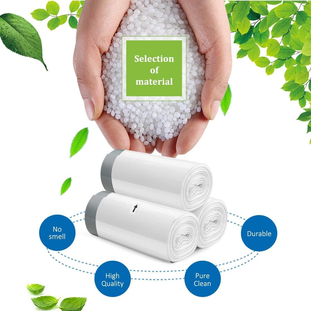 Teivio 4 Gallon Strong Drawstring Trash Bags - 140 Count White Garbage Bin Liners for Home & Office