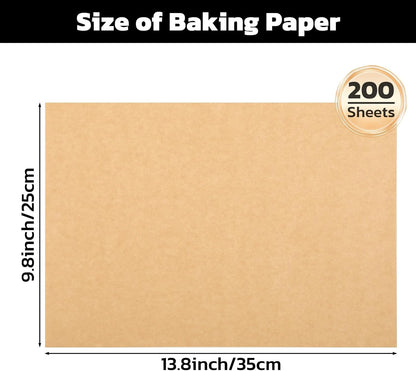 Beasea Parchment Paper Sheets - 200 Pcs Unbleached Nonstick Baking Paper | 10x14 Inch Heavy Duty for Air Fryer & Grilling