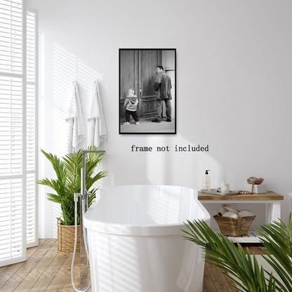Big Daddy Bathroom Canvas Wall Art - Humorous Black and White Toilet Sign | 8x12 Inch Unframed Decor