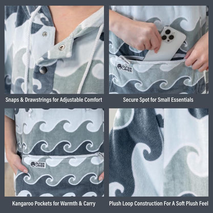 Surf Poncho Ultra Absorbent Hooded Towel Poncho with Zipper Pocket - Bigfoot Variant