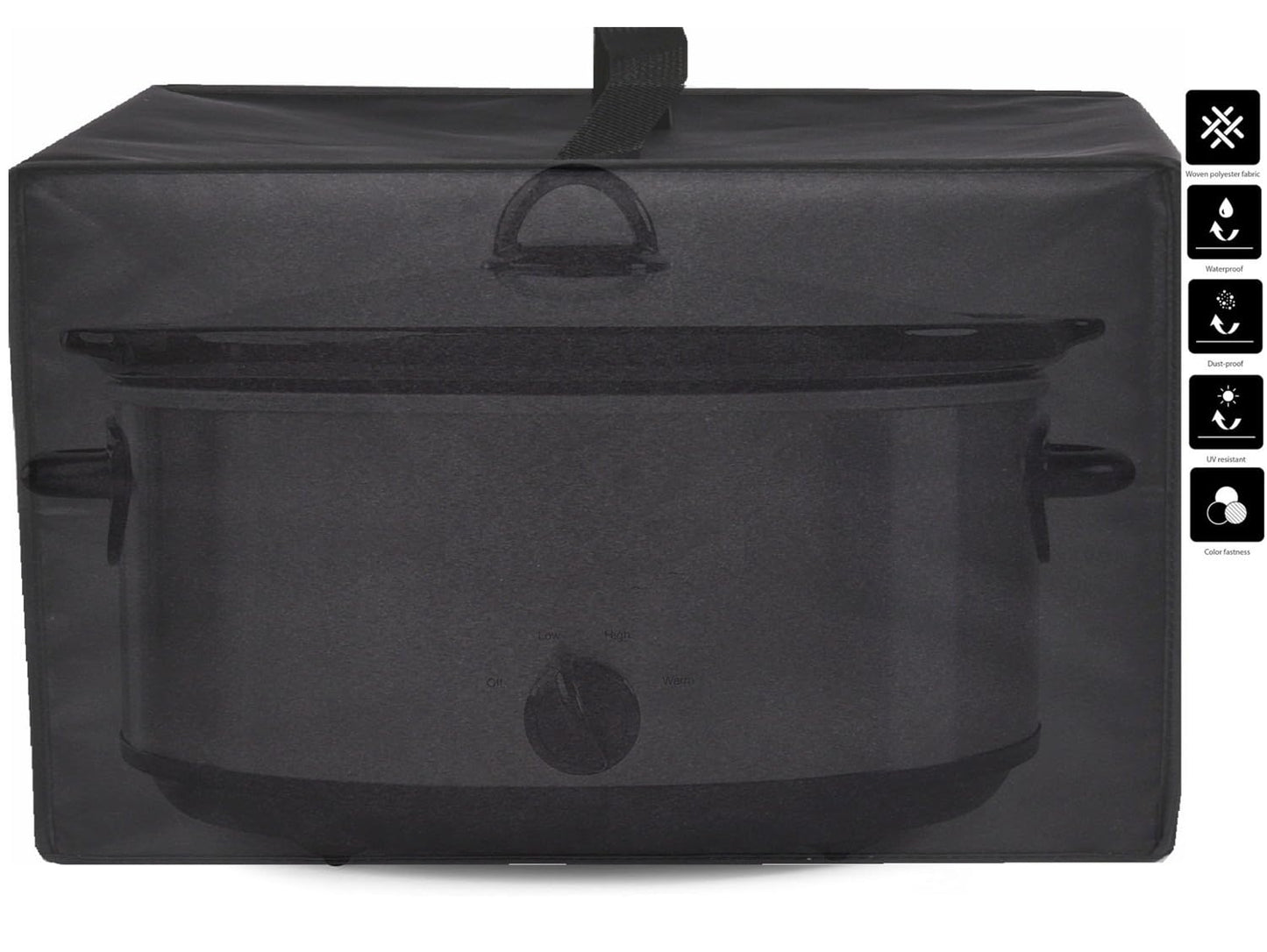 Slow Cooker Cover,Dustproof Waterproof Lid for Crock-Pot 7 Quart Oval Manual Slow Cooker(SCV700-S-BR) (Black)