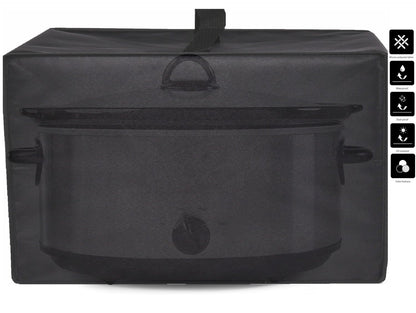 Slow Cooker Cover,Dustproof Waterproof Lid for Crock-Pot 7 Quart Oval Manual Slow Cooker(SCV700-S-BR) (Black)