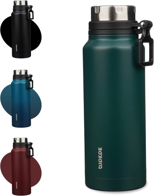 BJPKPK 40oz Insulated Water Bottle - BPA Free Stainless Steel Thermal Flask | Dark Green Color