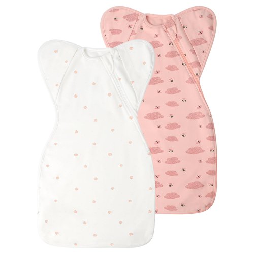 Baby Sleep Sack Swaddles for Newborn 0-3 Months, Arms Up Swaddle Blanket 2 Packs Cotton, Hands Up 3-Way Transitions to Arms-Free Wearable Sleeping Sack Bag for Boys Girls Snug Fit Calms Startle Reflex