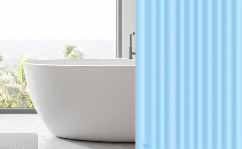 EHZNZIE Shower Curtain Liner Light Weight PEVA, Shower Liner 72x72 Inches, Waterproof, No Chemical Smell with 12 Rust Proof Metal Grommets for Bathroom Shower Curtain, Light Blue