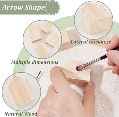 OLYCRAFT Unfinished Wood House Shaped Blocks - 12 Pcs in 4 Sizes for Farmhouse Decor | Crafting & DIY