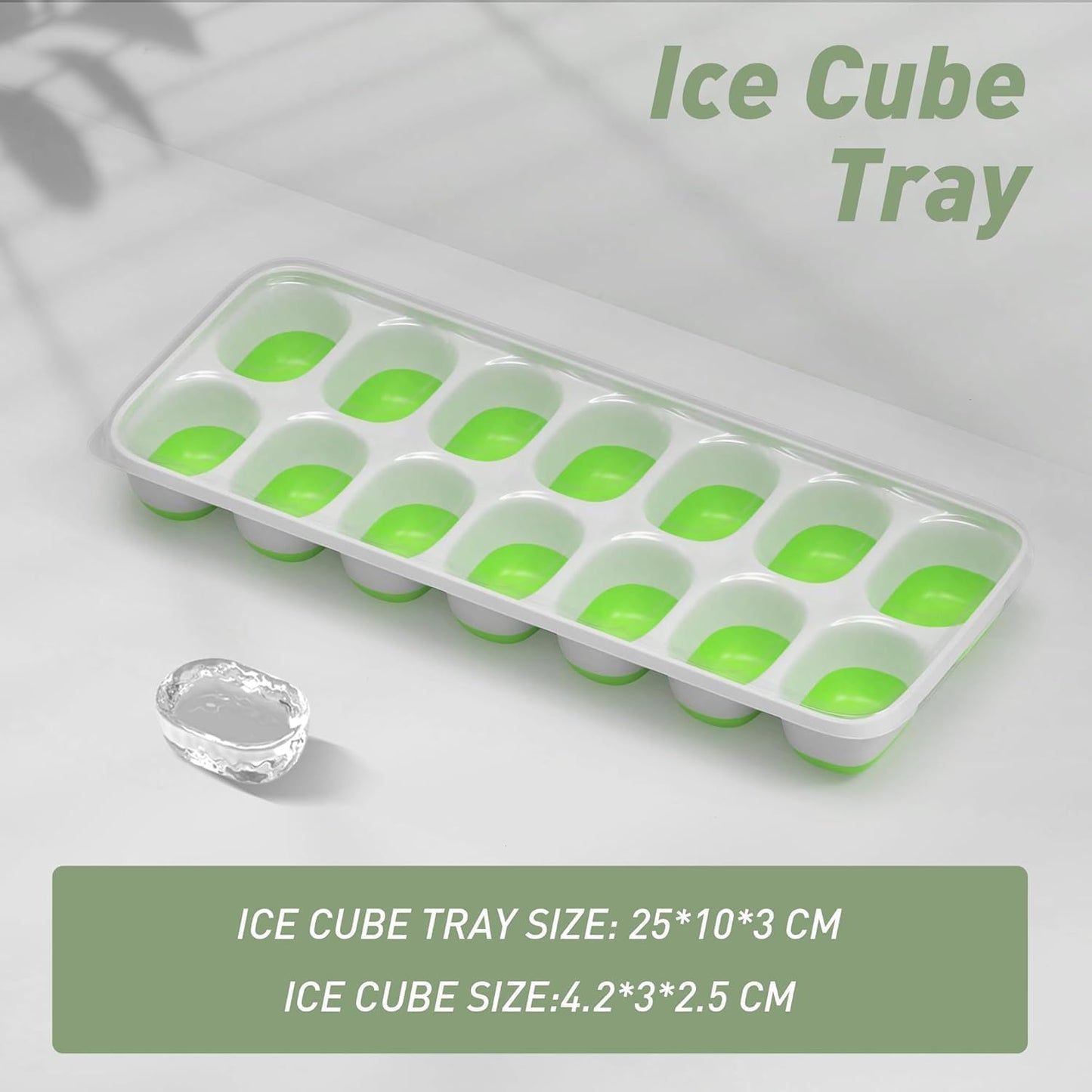 Skiennix Ice Cube Tray - 2 Pack Durable Stackable Trays with Removable Lids | Easy-Release Design for Cocktails & Coffee