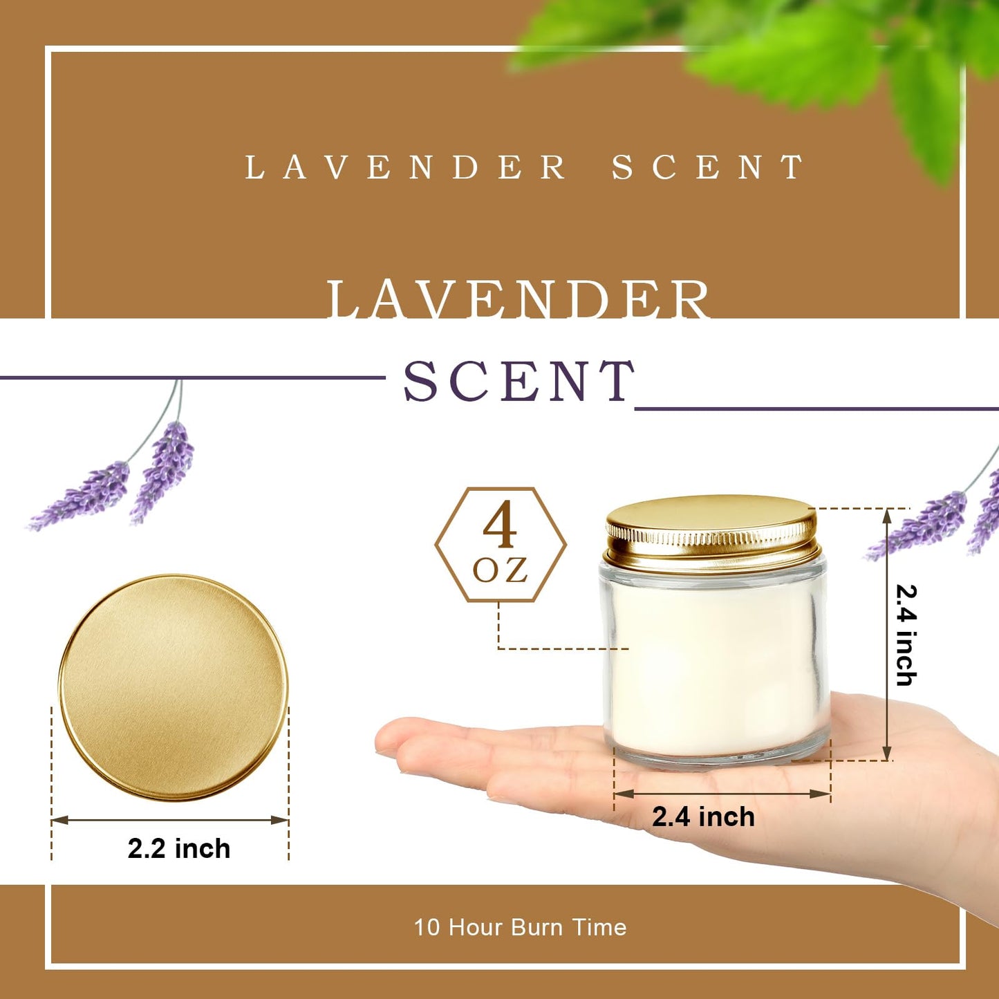 Lounsweer 24 Pcs Bulk Mini Mason Jar Candles 4oz Small Scented Wedding Favors Gifts Lavender Wax Stress Relief Aromatherapy Candles for Christmas Birthday Baby Shower Party Favors(Gold)