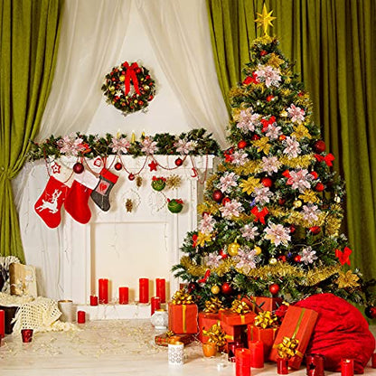 Rose Gold Christmas Artificial Poinsettia Flowers - 24 Pack, Holiday Decor