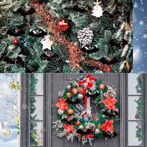 Bat Christmas Ornaments Set - Gothic Holiday Tree Decorations, 12 Pieces