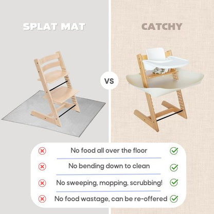 CATCHY -Food Catcher-Compatible with Stokke Tripp Trapp High Chair +11 Other High Chairs-Highchair Sold Separately-Baby & Toddler Food & Mess Catcher-Premium Linen Inspired -Under High Chair Accessory
