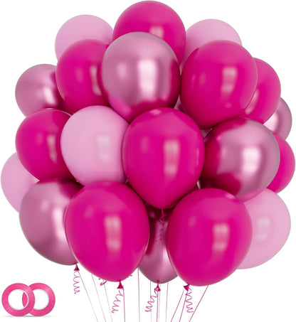 Skiennix 12-Inch Pink Balloons - Hot Metallic & Light Pink for Birthday, Wedding & Baby Shower Decor