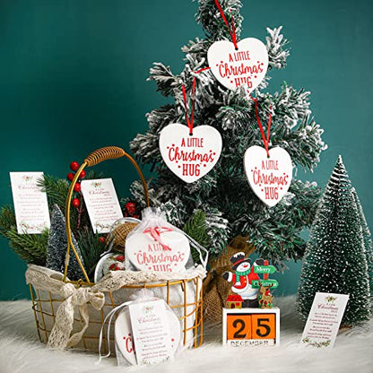Christmas Heart Ornament Set - 72 Pieces Bulk Holiday Decorations with Cards & Gift Bags - Heart Style