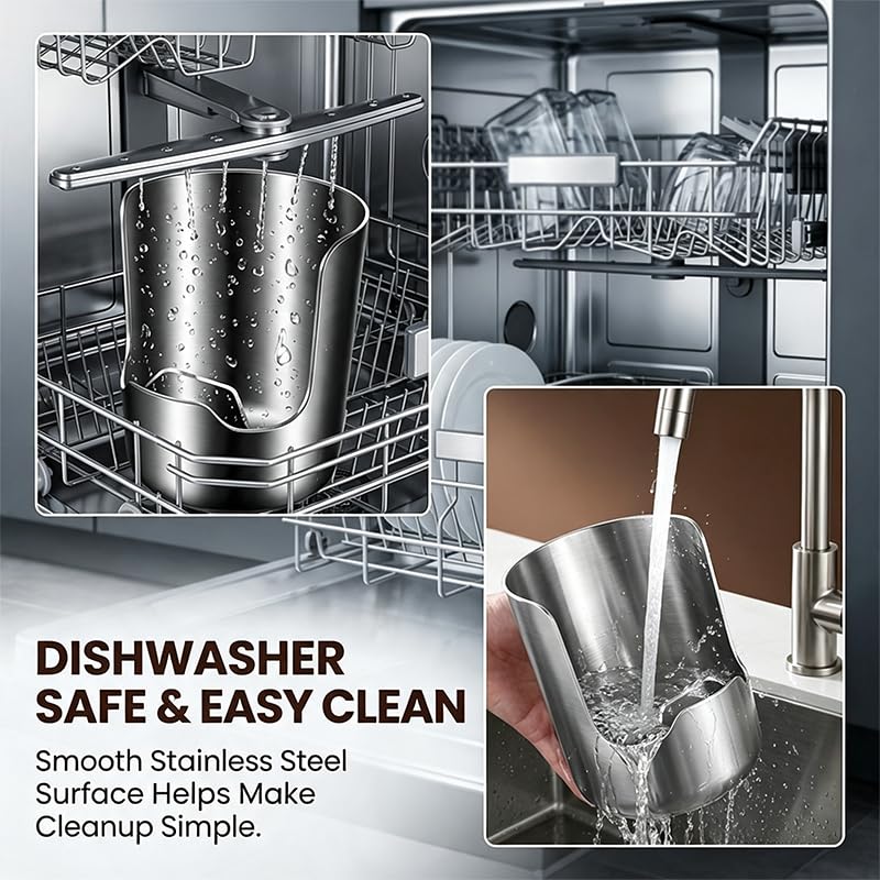Stainless Steel Spoon Rest with Pot Lid Holder - 1 Piece Kitchen Organizer