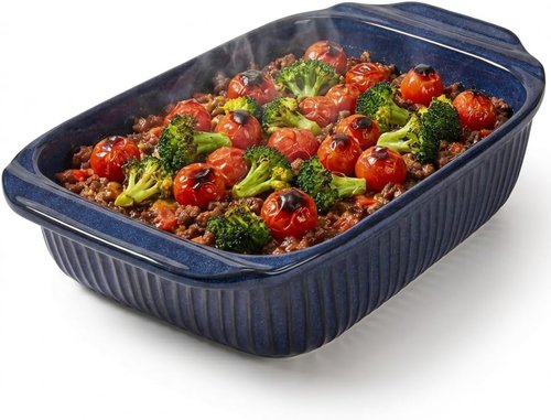 Artena Baking Dish - 5.1 Quart Rectangular Casserole Dish with Handles | Deep White Ceramic Bakeware