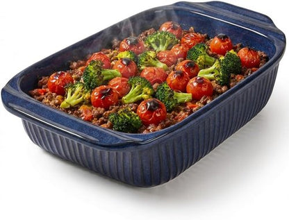 Artena Baking Dish - 5.1 Quart Rectangular Casserole Dish with Handles | Deep White Ceramic Bakeware