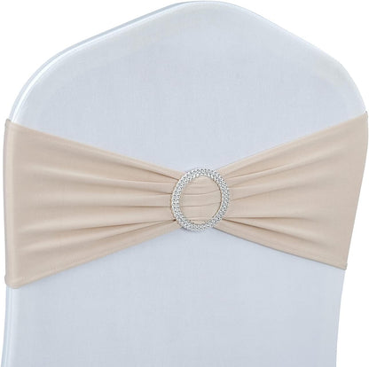 Babenest Spandex Chair Sashes - 30PCS Premium Stretch Covers with Buckle Slider for Weddings & Events | Champagne
