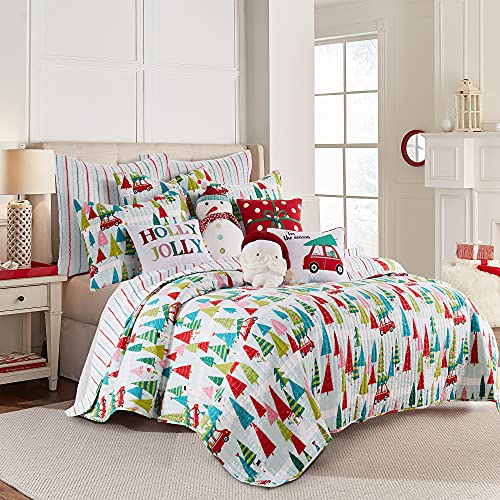 Levtex Home Holly Jolly Christmas Quilt Sham Set 26x20 Reversible Microfiber