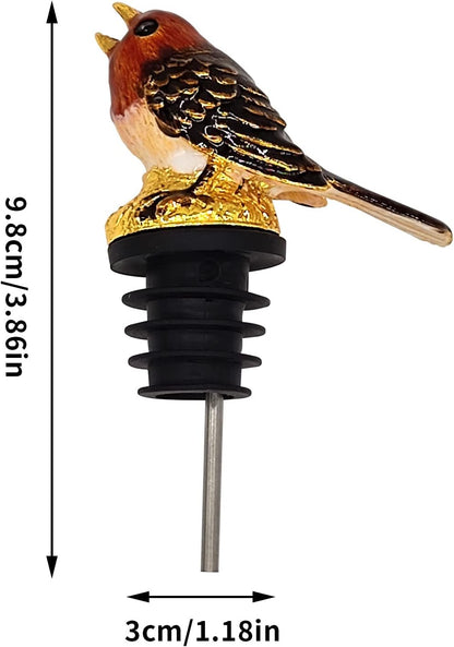 Wine Aerator Pourer, Enamel Glaze Colorful Bird Liqour Pourer with Bottle Stopper Retro Style Premium Stainless Steel Wine Pourer Bottle Pour Spout Stopper
