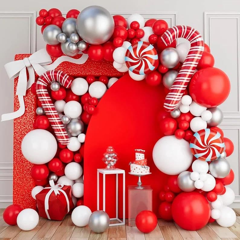Cherry Red Balloon Set for Christmas Party Decorations - 5/12/18 Inch Matte Balloons with Variation: Cherry Red