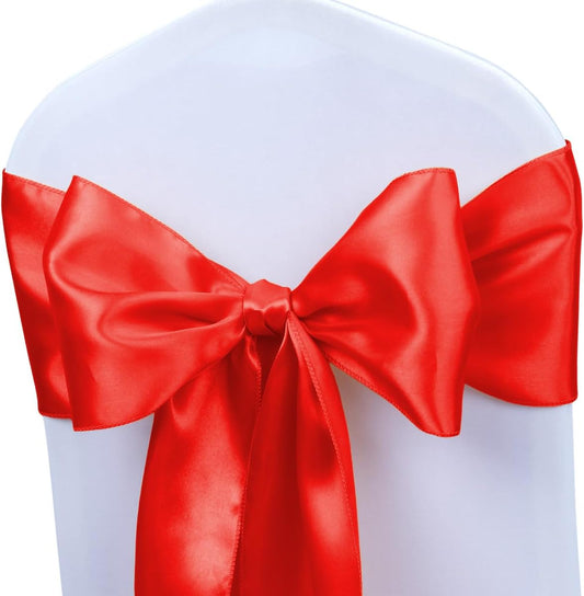 Babenest Satin Chair Sashes - Upgraded 50 Pcs Chair Ribbons & Bows for Weddings & Events | Red