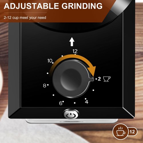 Electric Burr Coffee Grinder,Adjustable coffee grinder with 28 Precise Grind Setting for French Press, Drip Coffee and Espresso,12 Cups, (Black+Gray)