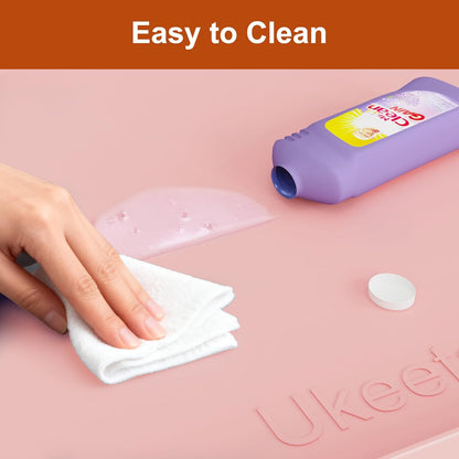 Skiennix Extra Thick Waterproof Silicone Mat - 22" x 19" Under Sink Protector for Kitchen & Bathroom | Pink